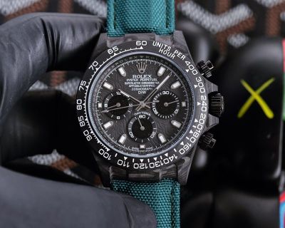 ROLEX Daytona Carbon Fiber Case Automatic Movement 40*11.3MM Black Dial Blue Fabric Strap Watch